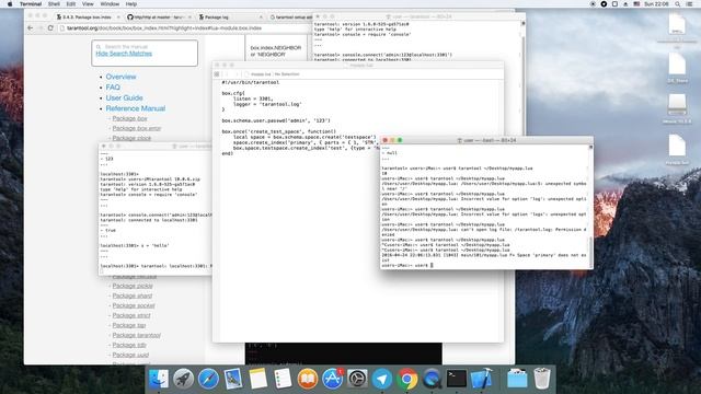 Tarantool Mac OS: установка, создание спейсов и индексов смотреть онлайн