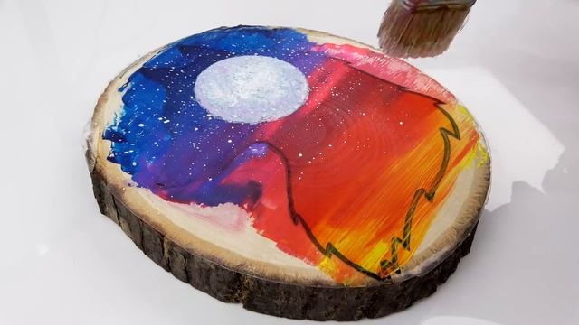 ?✨ Simple Landscape Acrylic Painting On Wood｜ Wooden Art Easy To Paint