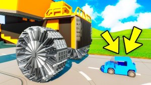 ОГРОМНЫЙ МОНСТР ПЕРЕЕХАЛ МАЛЕНЬКУЮ ЛЕГО МАШИНКУ! КОШКИ МЫШКИ В БРИК РИГС (Brick Rigs)