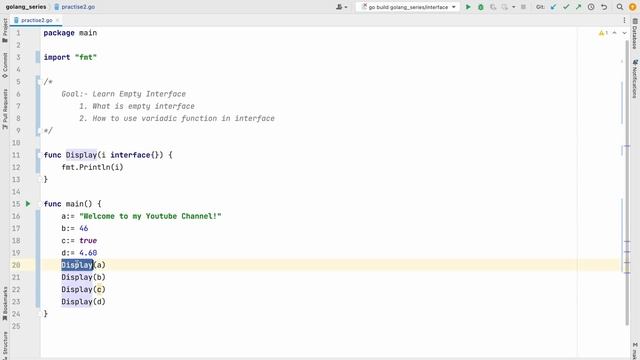 Empty variadic Interface in Golang смотреть онлайн