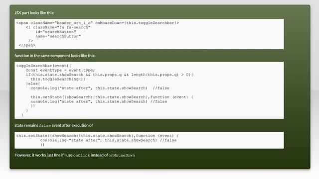 onMouseDown event in react does not trigger state changes but onClick does смотреть онлайн
