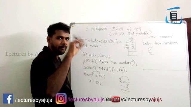How to swap 2 numbers using 3rd variable Malayalam Video | #3 | C Program | Lectures by Aju J S смотреть онлайн