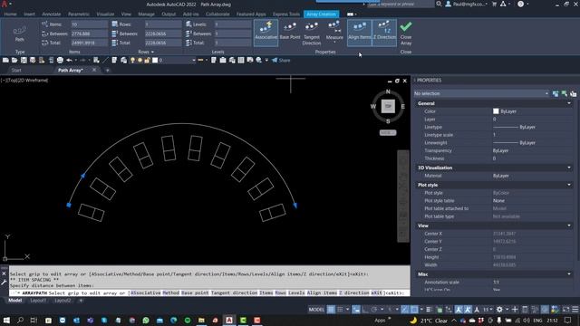 AutoCAD 2022 Manage the Path Array смотреть онлайн