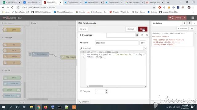 IOT ICP 5 - UMKC. Sending mail and tweet using node red смотреть онлайн
