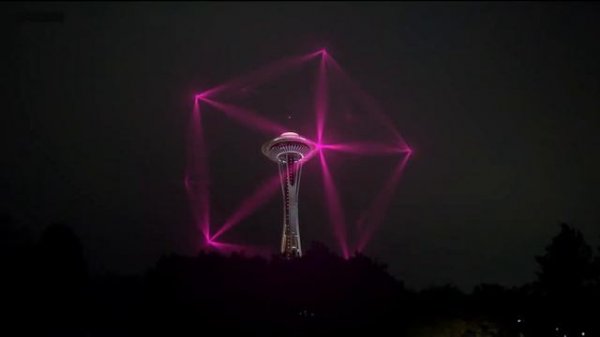 2021 Seattle Space Needle New Year| 西雅图太空针 新年虚拟灯光秀| Space Needle virtual  reality| virtual display