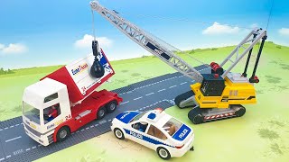 Пожарная Полицейская машина Автокран Грузовик Самосвал - новые игрушечные видео 2022..mp4