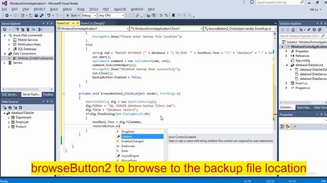 Backup and Restore SQL SERVER Database using C# смотреть онлайн