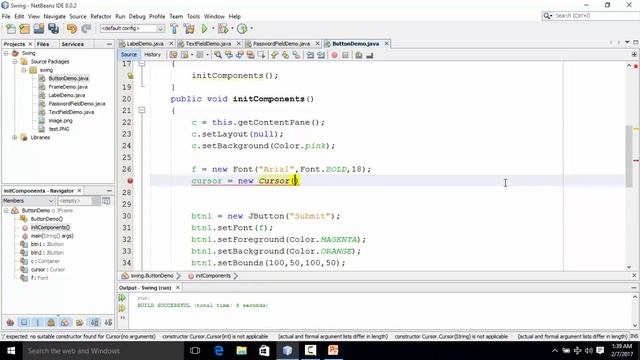 Java Swing Bangla Tutorial 32 : How to create different cursor for JButton смотреть онлайн
