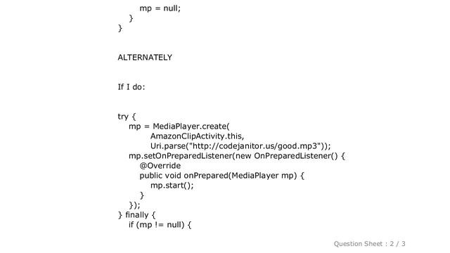 Android : IllegalStateException for MediaPlayer.prepareAsync смотреть онлайн