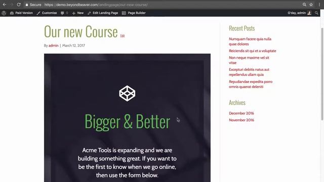 9 1 Creating a new Landing Page Post Type to edit with Beaver Builder смотреть онлайн