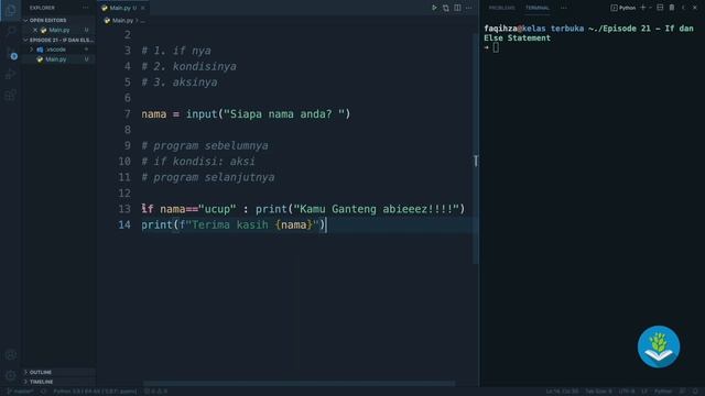 Belajar Python [Dasar] - 21 - IF dan ELSE Statement смотреть онлайн