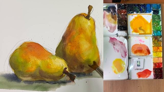 [Eng sub] 5min Easy Watercolor | How to Draw Pear fruit | Painting Lesson Step by Step смотреть онлайн