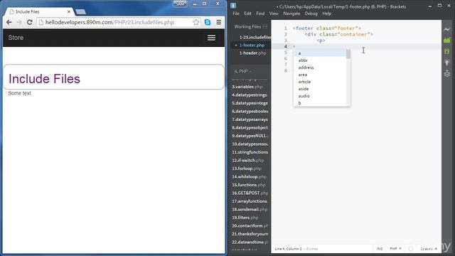 27. Include PHP files - PHP смотреть онлайн