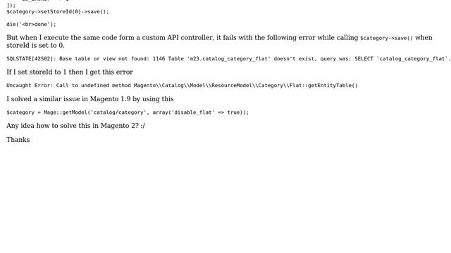Delete or Save category works in bootstrap file but not in my custom API controller when flat... смотреть онлайн