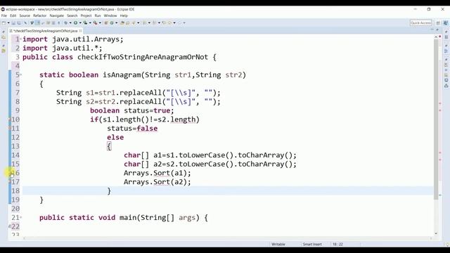 Write a Java program to check if two strings are Anagram or not смотреть онлайн