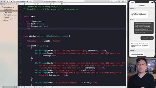 Swift Grouped Messages: UITableView Section Date Headers (Ep 3) смотреть онлайн