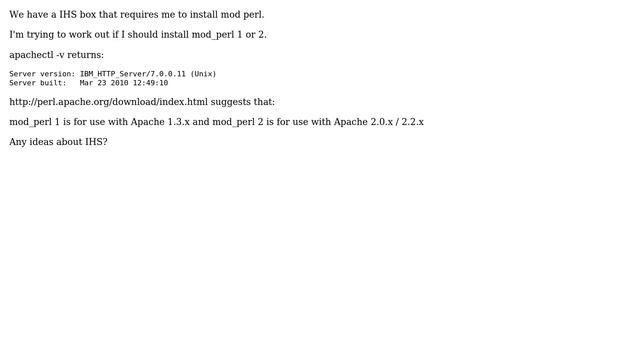 DevOps & SysAdmins: Which version of mod_perl should I install on IHS 7 смотреть онлайн