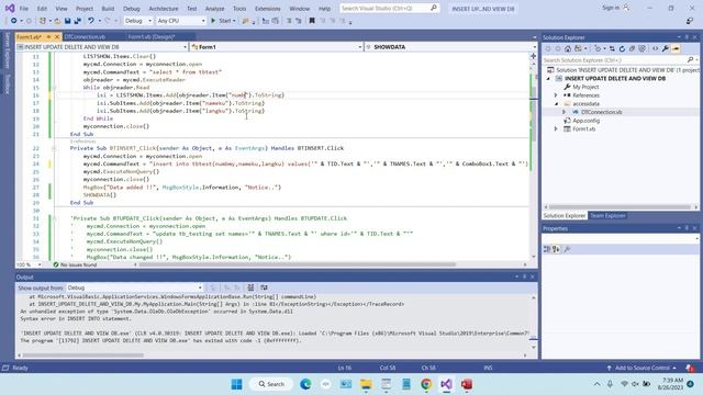 Syntax error in INSERT INTO statement acces database in Visual Studio смотреть онлайн