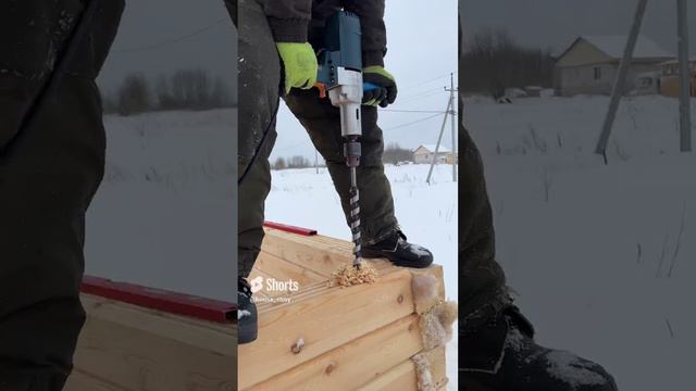 Сверление бруса под шканты