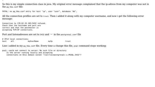 Databases: Postgresql connection refused from java connection class смотреть онлайн