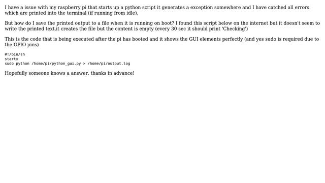 Python save output to file when run at startup raspberry pi смотреть онлайн