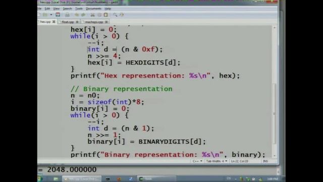 Лекция 131: Выполнение программы перевода числа в 2-ичную и 16-ричную запись на компьютере смотреть онлайн