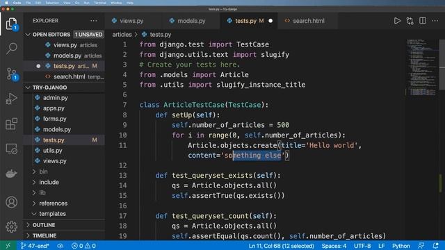 48 - Test Article Search Manager - Python & Django 3.2 Tutorial Series смотреть онлайн