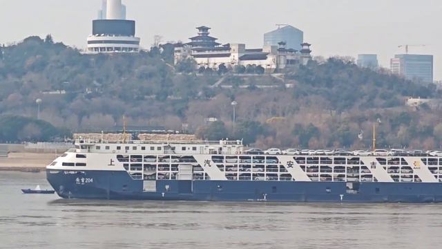 大白天，武汉长江大桥下有条“蟒蛇”穿梭着！场面神奇呀！