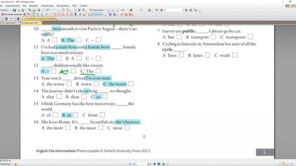 English File Intermediate - Quick Test #3 Тест Comparatives & superlatives, articles, transport etc