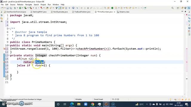 java 8 program to find prime Numbers from 1 to 100 смотреть онлайн