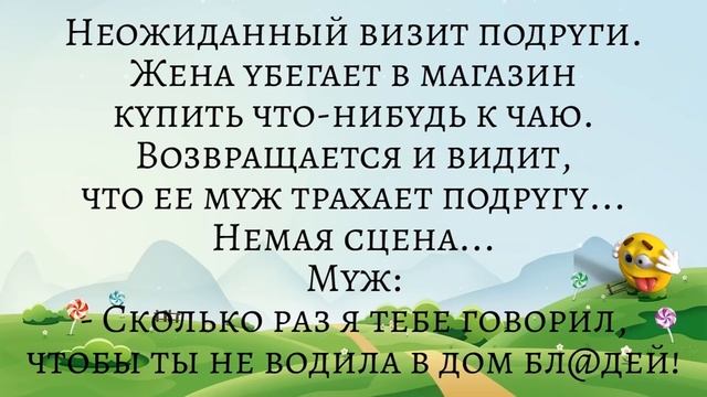 Неожиданный визит подруги. Подборка смешных жизненных анекдотов Лучшие анекдоты 2021 смотреть онлайн