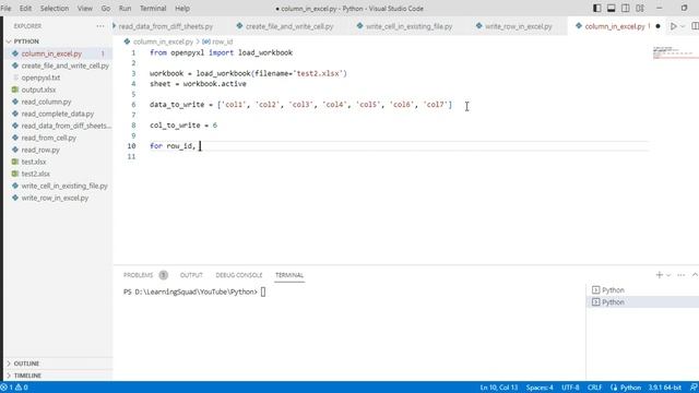 Excel Automation Tutorial - 9 | Writing Column Data to Excel | openpyxl | Python смотреть онлайн