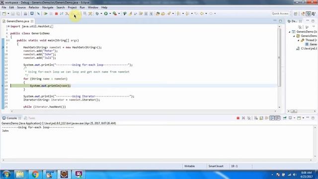 Generics example using HashSet | Generics in Java | Java Tutorial смотреть онлайн