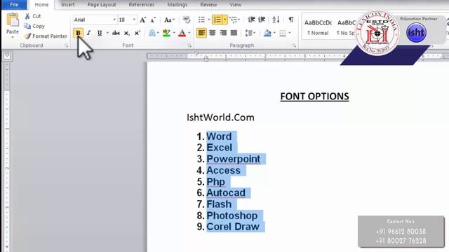 2. Ms- Word HOME TAB FONT OPTIONS смотреть онлайн