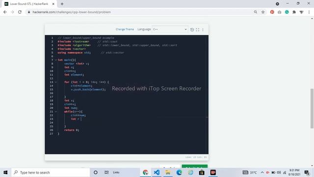 HackerRank Solution: lower bound in C++ смотреть онлайн