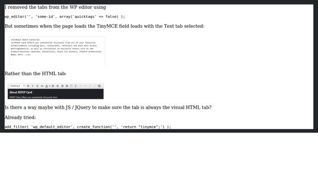 Wordpress: TinyMCE Editor Set Default Tab (2 Solutions!!) смотреть онлайн