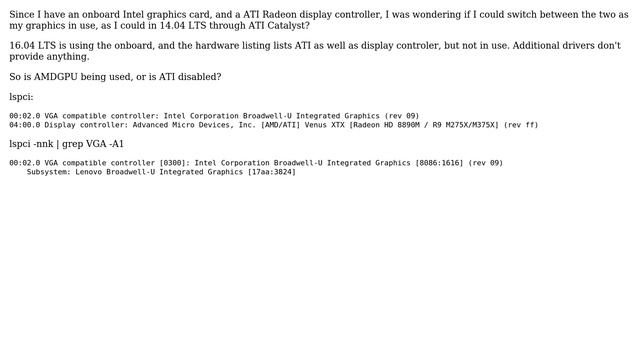 Ubuntu: ATI/Intel hybrid graphics 16.04 LTS смотреть онлайн