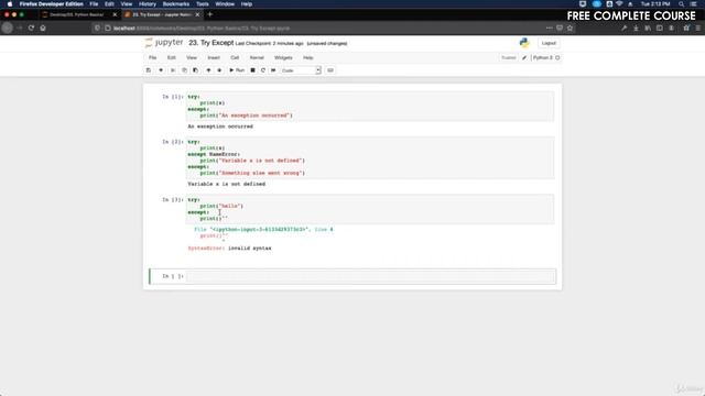 #44 - Try Except (Exception Handling) | Python Full Course - Beginner to Advanced [FREE] смотреть онлайн