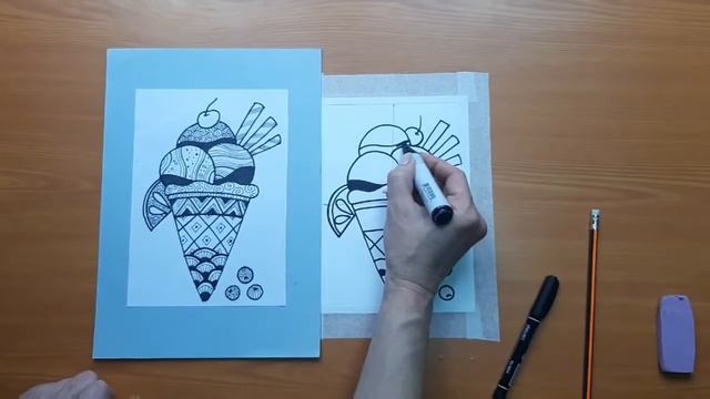 Видео для детей по Изо. Графика в стиле дудлинг " вкусное мороженое" смотреть онлайн
