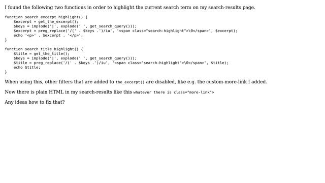 Wordpress: Hightlight search-terms with functions does remove or disable other filters? смотреть онлайн