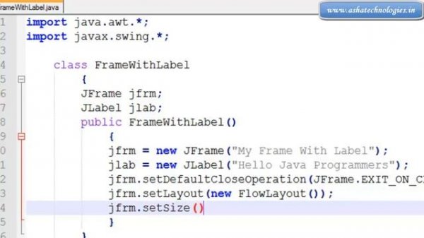 Java Swings Tutorials  4  Creating label in frame in java swings