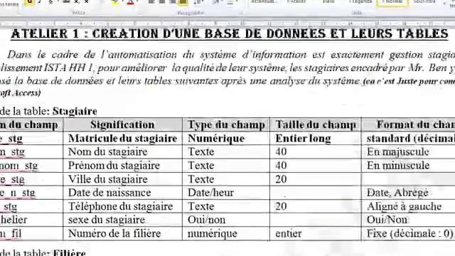 Atelier 1 Création d'une base de données et leurs tables смотреть онлайн