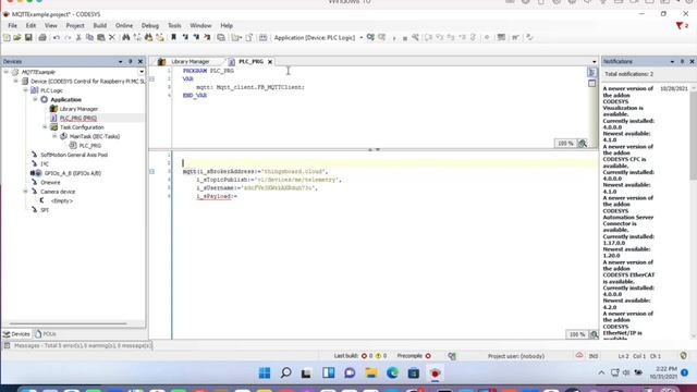 CoDeSys MQTT Library To Thingsboard