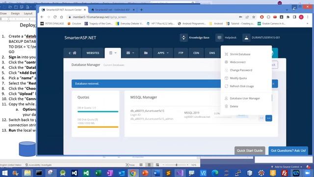 Aspnet: How-to Deploy Or Publish An MS SQL Database To The Smarterasp.net Website