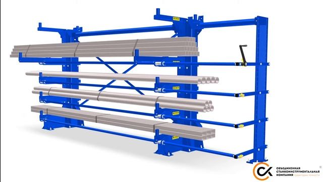 Односторонний стеллаж с выдвижными консолями смотреть онлайн