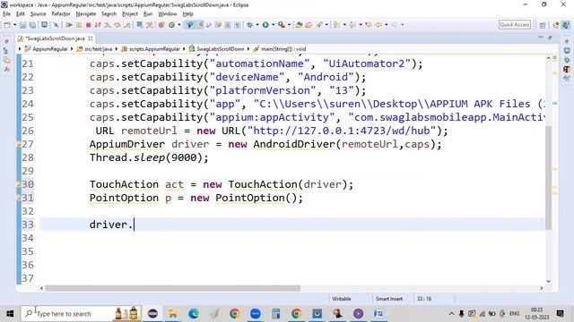 Appium Course for beginners| Handling Swipe Up | Touch Action | Point Option смотреть онлайн