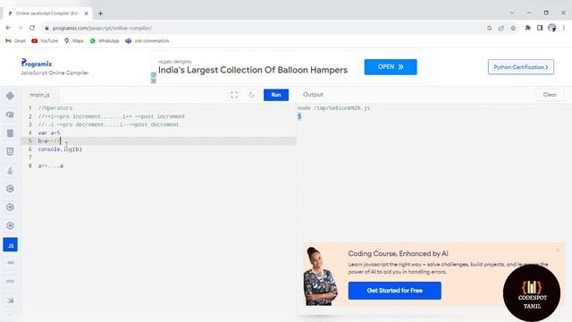 javascript tutorial Tamil||Operators||increment decrement operator||web development Tamil смотреть онлайн
