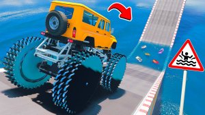 СМОЖЕТ ЛИ ГИГАНТСКИЙ УАЗИК НА ПИЛАХ ПРОЕХАТЬ БОЛЬШУЮ ЛУЖУ В ГТА 5 МОДЫ - ЭКСПЕРИМЕНТЫ в GTA 5 MODS