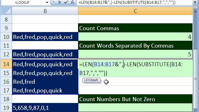 Excel Magic Trick 289: LEN & SUBSTITUTE functions Counting Tricks смотреть онлайн