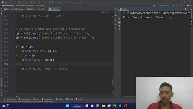 Program to Calculate profit and loss on a transaction || #if #else #python || Python full Course смотреть онлайн